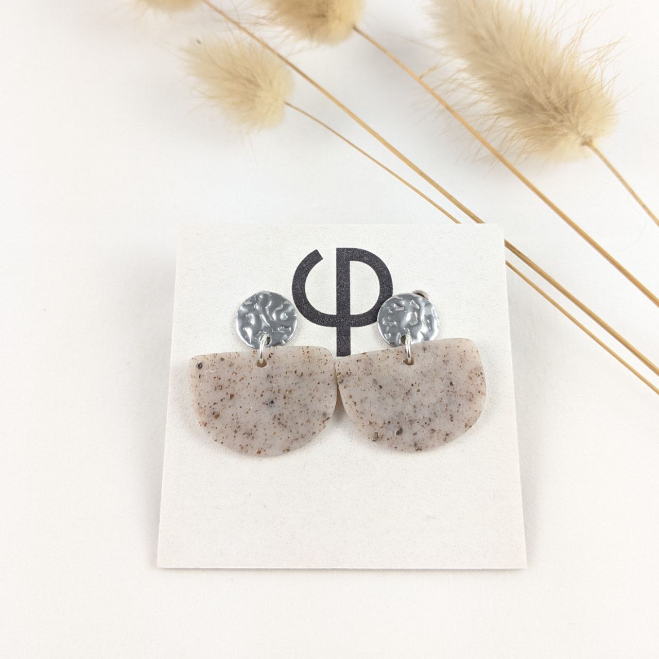 Polymer Clay "stone" nude silver