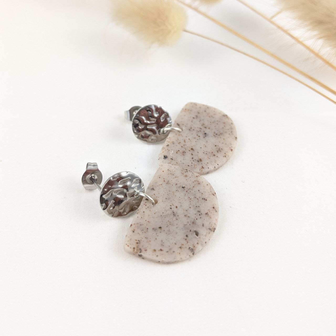 Polymer Clay "stone" nude silver