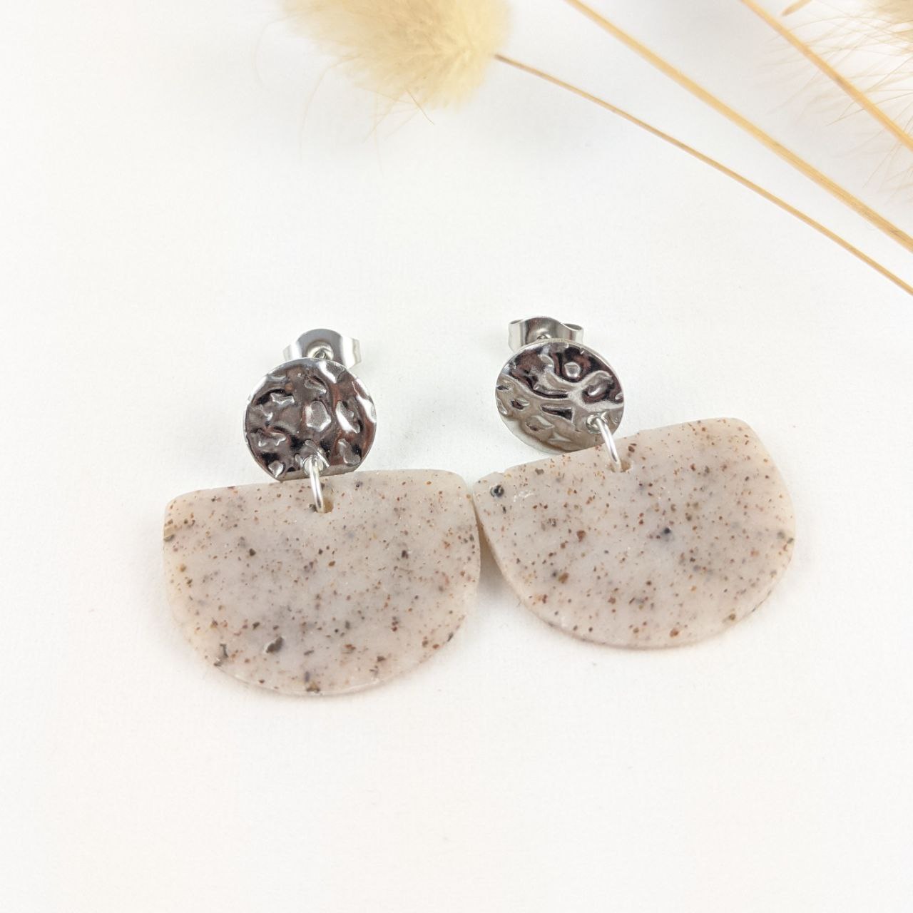 Polymer Clay "stone" nude silver