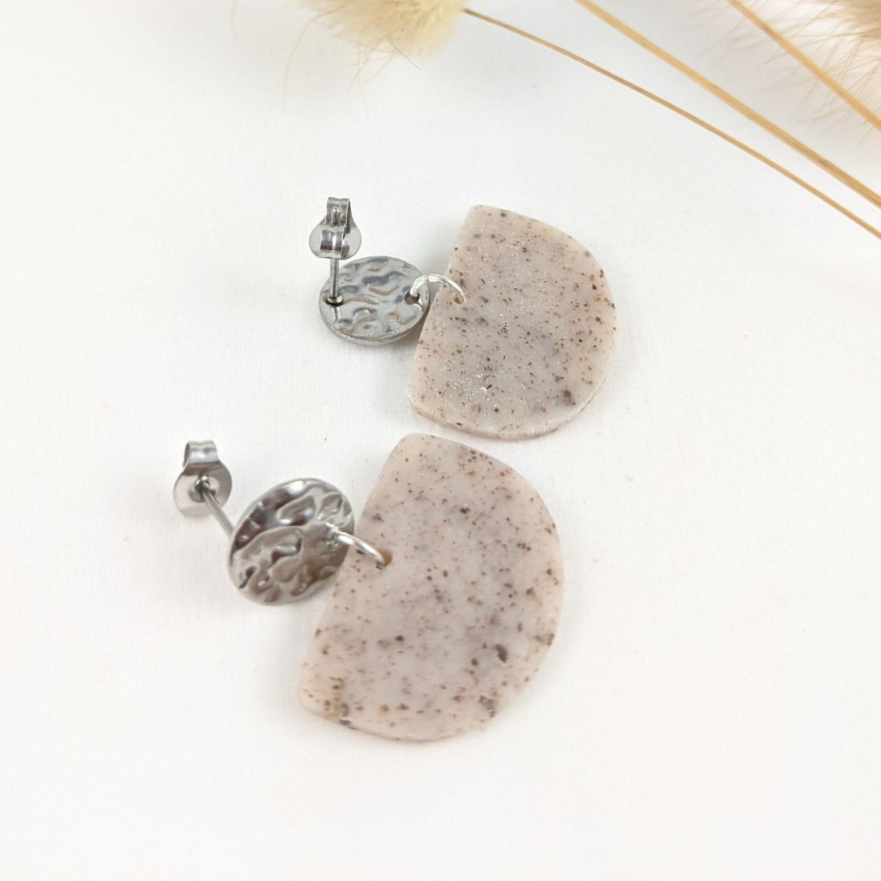 Polymer Clay "stone" nude silver