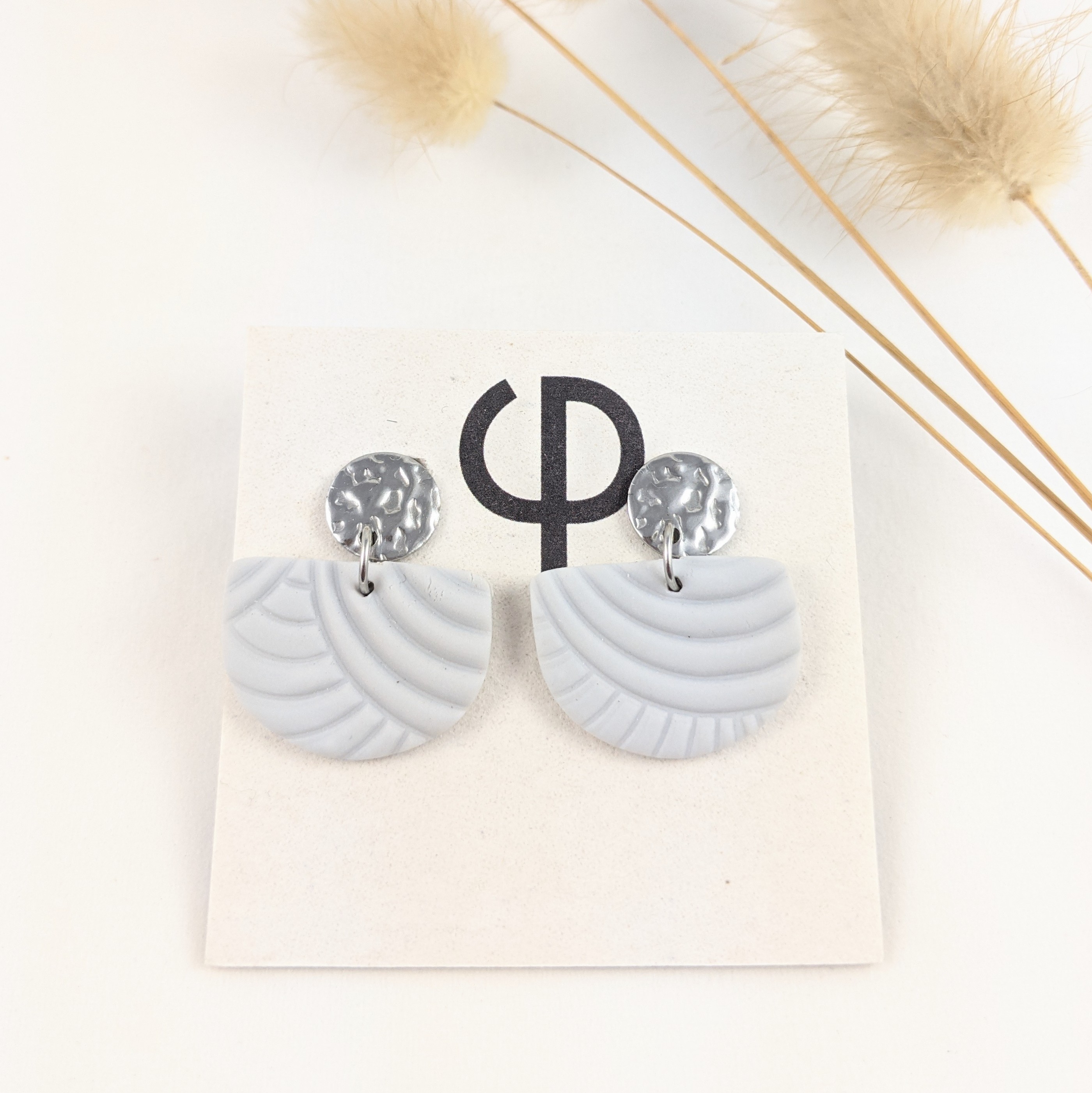 Polymer Clay "wave" grey silver